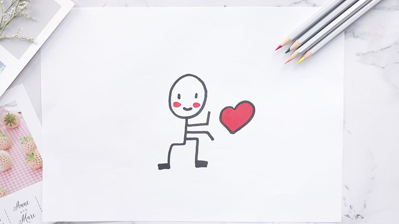 怎么画小人发射爱心简单画法